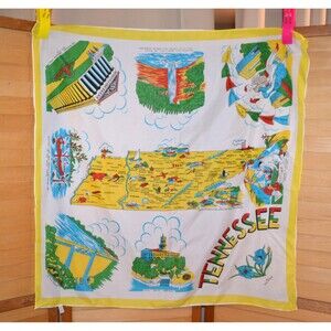 Vintage Scarf Tennessee Souvenir Maps, Landmarks and Rocking Couple